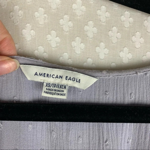 American Eagle Purple Ruffle Embroidered Crop Top - Picture 4 of 7